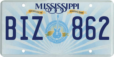 MS license plate BIZ862