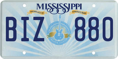 MS license plate BIZ880