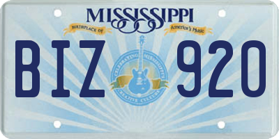 MS license plate BIZ920