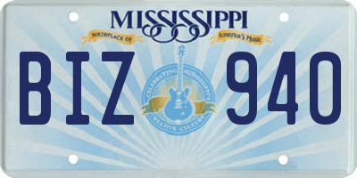 MS license plate BIZ940