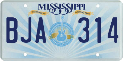 MS license plate BJA314