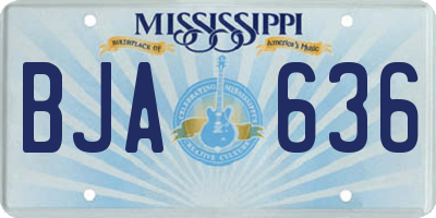 MS license plate BJA636