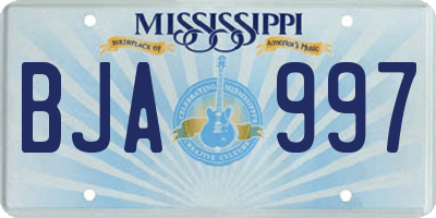MS license plate BJA997