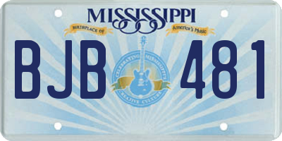 MS license plate BJB481