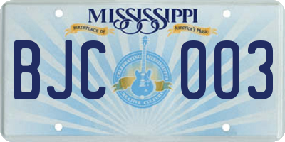 MS license plate BJC003