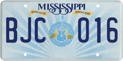 MS license plate BJC016