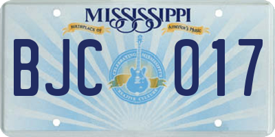 MS license plate BJC017