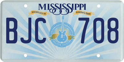 MS license plate BJC708