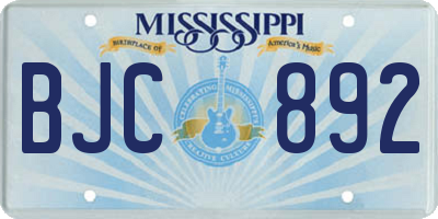 MS license plate BJC892