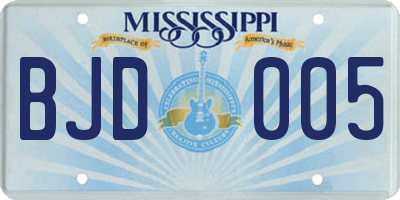MS license plate BJD005