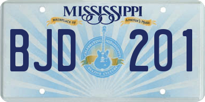 MS license plate BJD201
