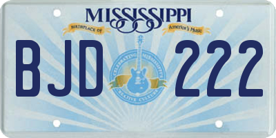 MS license plate BJD222