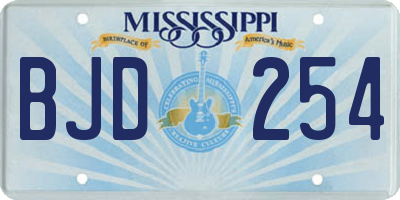 MS license plate BJD254
