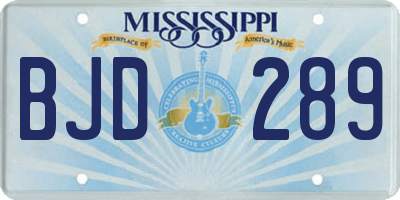 MS license plate BJD289