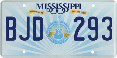 MS license plate BJD293