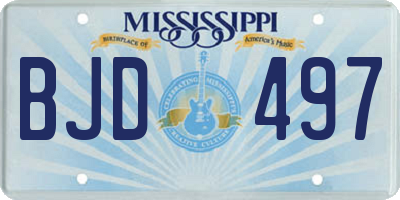 MS license plate BJD497