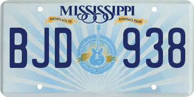 MS license plate BJD938