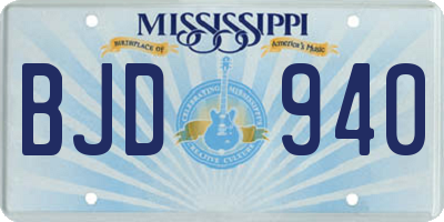 MS license plate BJD940