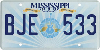 MS license plate BJE533
