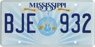 MS license plate BJE932