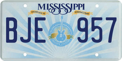 MS license plate BJE957
