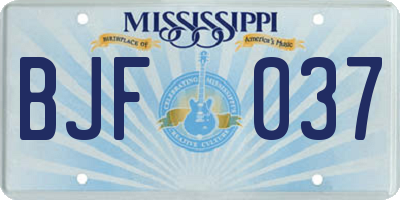 MS license plate BJF037