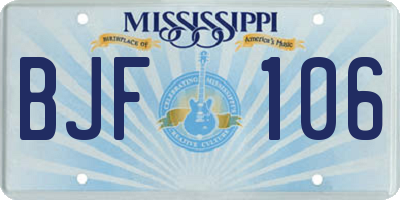 MS license plate BJF106