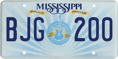 MS license plate BJG200