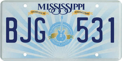 MS license plate BJG531
