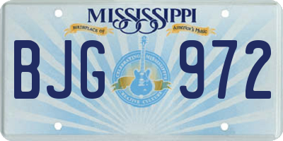 MS license plate BJG972