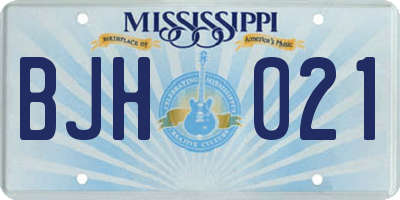 MS license plate BJH021