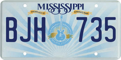 MS license plate BJH735