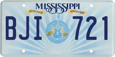 MS license plate BJI721