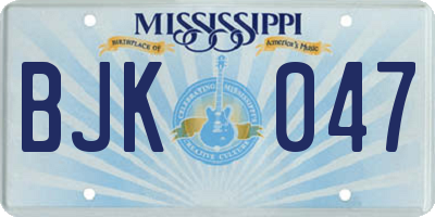 MS license plate BJK047