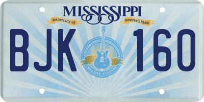MS license plate BJK160