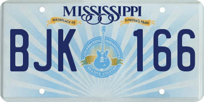 MS license plate BJK166