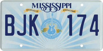 MS license plate BJK174