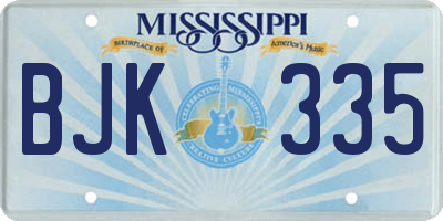 MS license plate BJK335