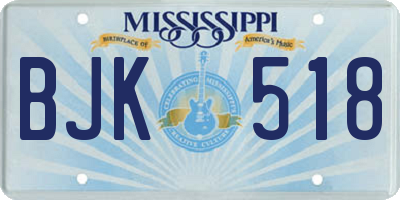 MS license plate BJK518