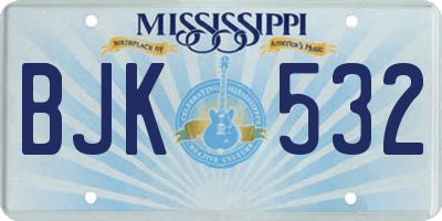 MS license plate BJK532