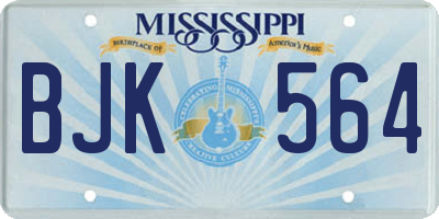 MS license plate BJK564