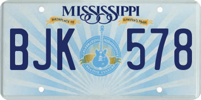 MS license plate BJK578