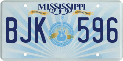 MS license plate BJK596