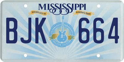 MS license plate BJK664