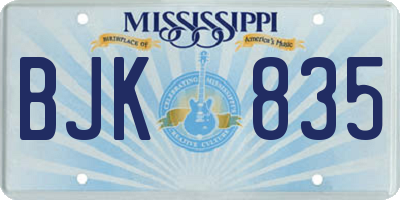 MS license plate BJK835
