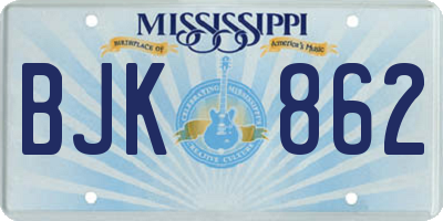 MS license plate BJK862