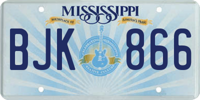 MS license plate BJK866
