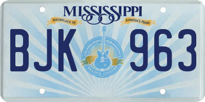 MS license plate BJK963