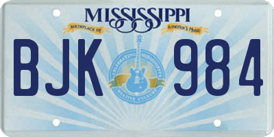 MS license plate BJK984