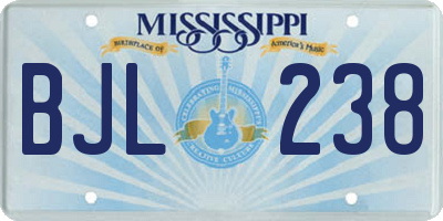 MS license plate BJL238